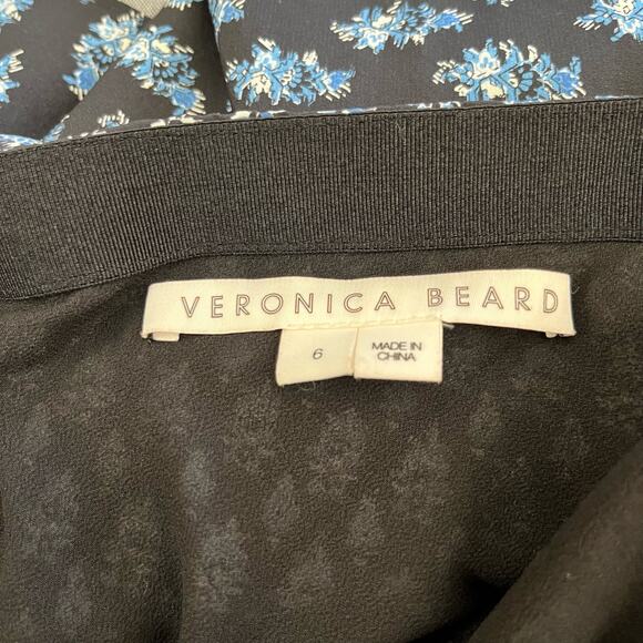 Veronica Beard Violet Silk Blend Ruched Floral Tie Mini Skirt Black 6/Small NWOT - Picture 5 of 15